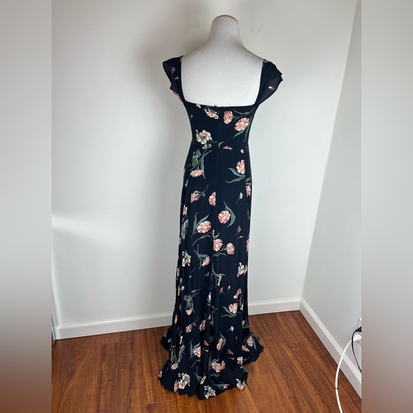 Reformation Floral Print Maxi Dress Black Pink Size S - Picture 2 of 3